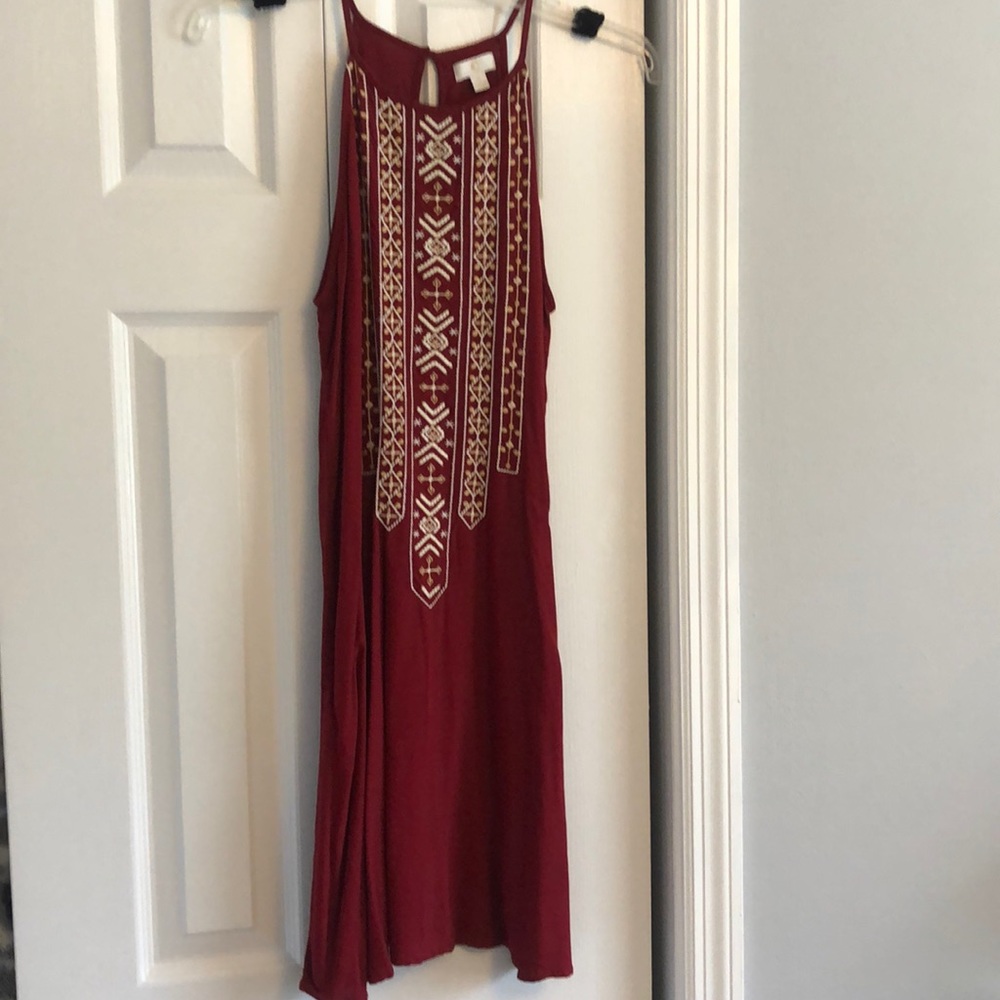 Red stitched dress
